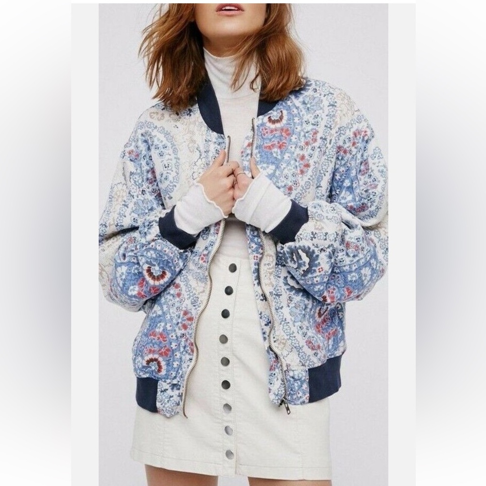 Free People Daytrip Paisley Bomber Jacket